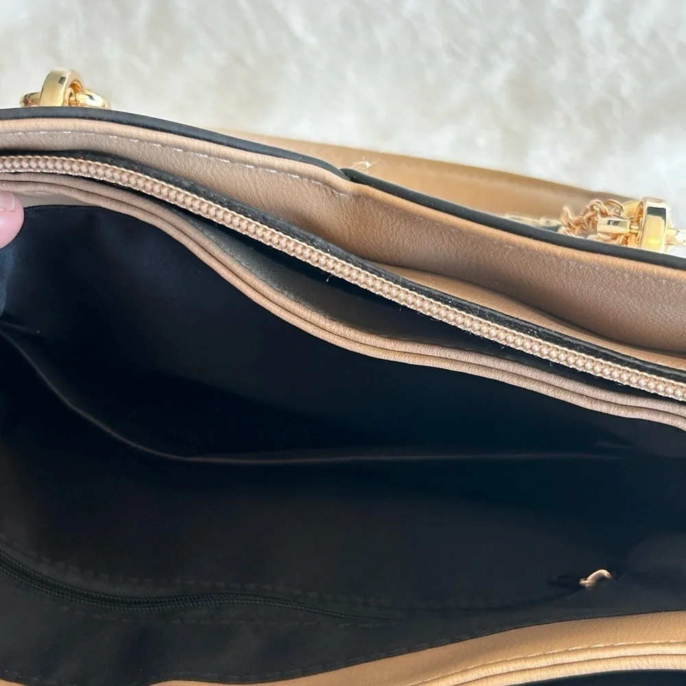 SiMYEER White And Tan Satchel